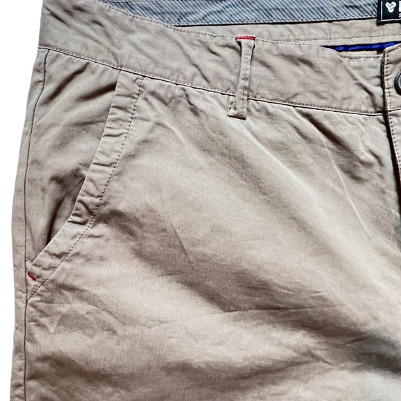 Brugi Short Mens XL Khaki Beige Casual Chino Flat Front Mid Thigh Length - Picture 9 of 12